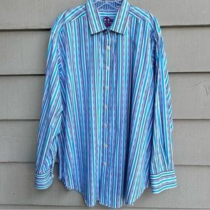Robert Graham Multicolor Striped Button Down Long Sleeve Shirt Size 2XL